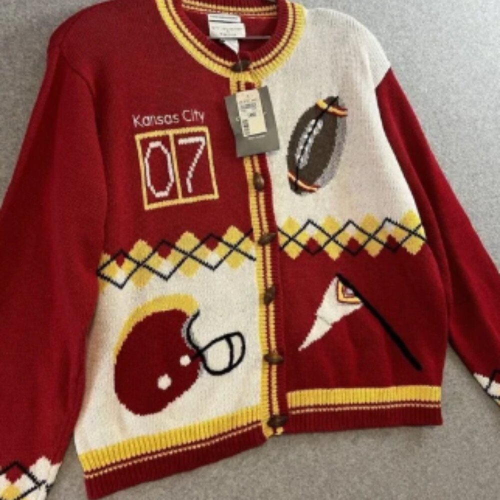 Vintage chiefs cardigan womens Large christopher and banks deadstock kansas city - Picture 2 of 4